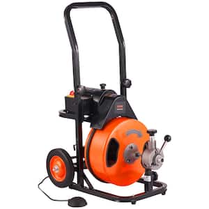 Electric Drain Auger 50 ft. x 1/2 in. Drain Cleaner Machine 1800 RPM Auto Feed with 4 Cutters for 1 in. to 4 in. Pipes