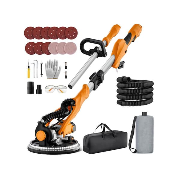 1050W Drywall Sander with Vacuum Dust Collection, 7-Speed Adjustable 600-2100 RPM, Foldable Handle and LED Lights