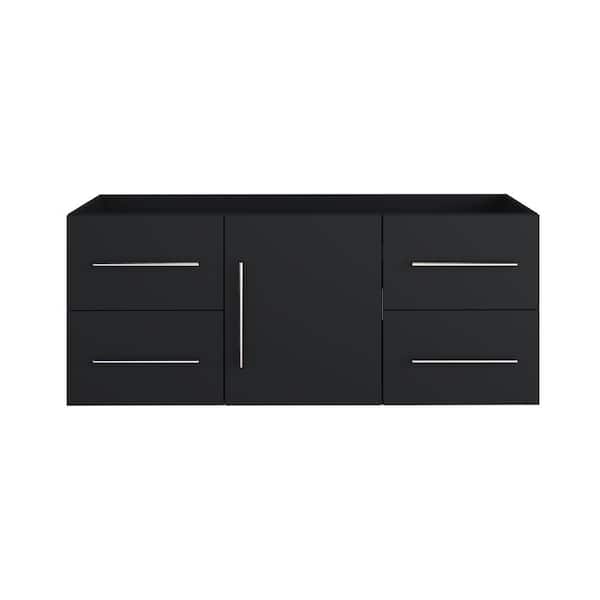 VOLPA USA AMERICAN CRAFTED VANITIES Napa 60 in. W x 18 in. D x 21 in. H Single Sink Bath Vanity Cabinet without Top in Matte Black, Wall Mounted