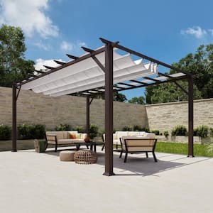 Paragon 11 ft. x 16 ft. Pergola with the Look of Chilean Wood with an Off-White Color Canopy Top