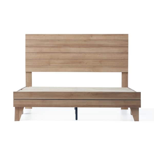 Brookside Sophia Light Wood Northern Maple Twin XL Shiplap Laminate Wood Panel Platform Bed Frame
