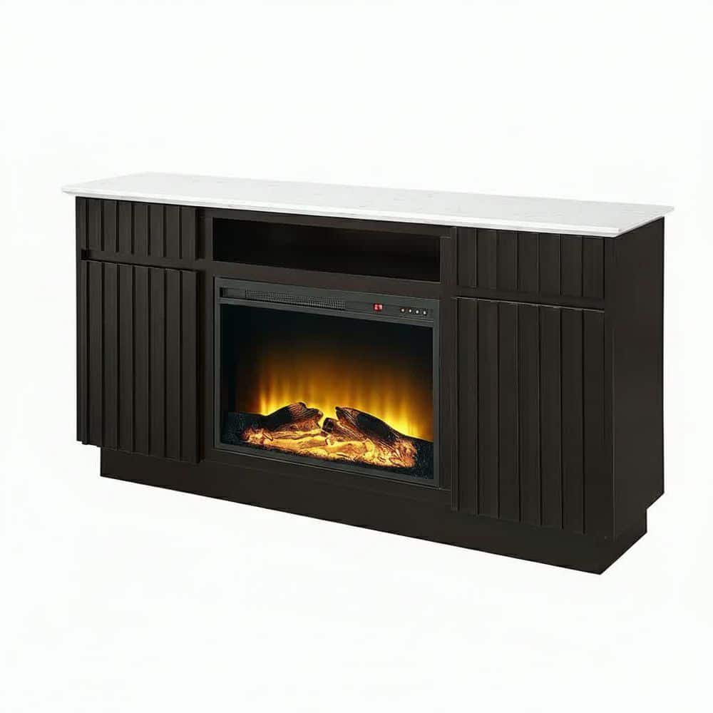 Kai 63 in. Freestanding Electric Fireplace in Engineered Marble and Rustic Espresso price history on PriceWatchPro