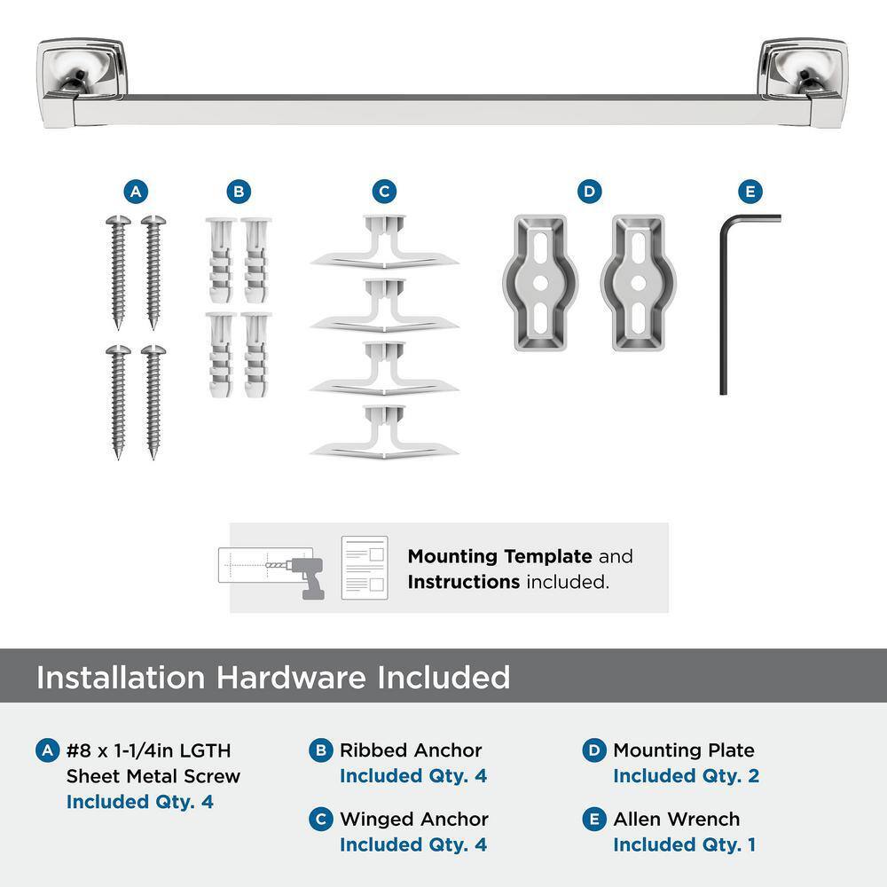 Stature Chrome 18-Inch Wall Mounted Towel Bar