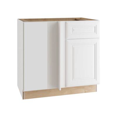 Brookfield Assembled 42x34.5x24 in. Plywood Blind Corner Base Kitchen Cabinet Left Soft Close in Painted Pacific White