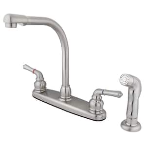 Magellan 2-Handle Deck Mount Centerset Kitchen Faucets with Side Sprayer in Brushed Nickel