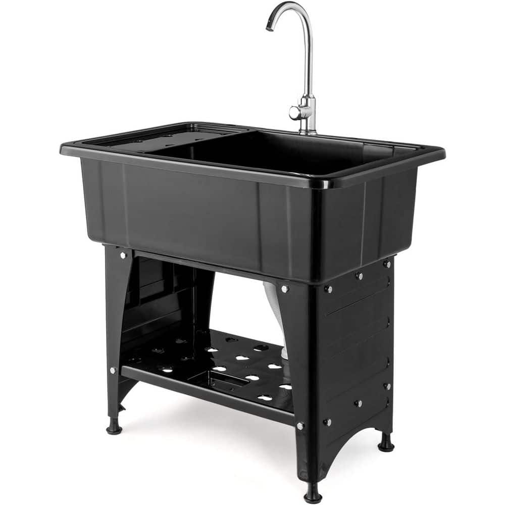 23 gal. 22.4 in. D x 32.3 in. W, Freestanding Laundry/Utility Sink in Black