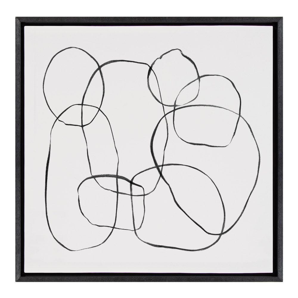 Dancing Circles Black and White Abstract Canvas Art, 30x30