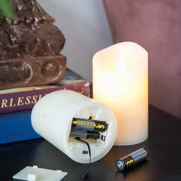 Ivory Flameless Candles LED Candles (3-Pack) (H 4 in. 5 in. 6 in