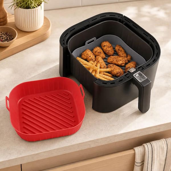 Numhew 10 in. Non-stick Square Silicone Air Fryer Liners with