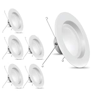 5/6 in. Integrated LED White Retrofit Recessed Light Trim Dimmable CEC 120-Watt Equivalent Selectable CCT, 6-Pack