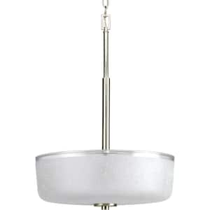 Alexa Collection 3-Light Brushed Nickel Foyer Pendant with White Linen Glass