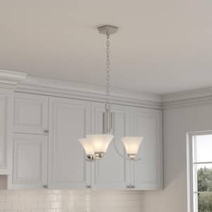 Nove 3-Light Brushed Nickel Chandelier with White Glass Shades
