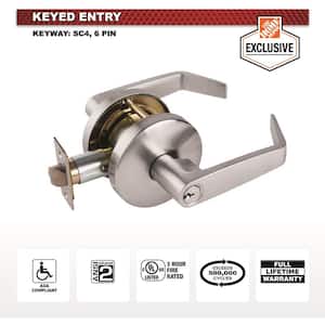 Universal Hardware Heavy Duty Commercial Entry Lever Cylindrical Chassis ADA UL 3-Hr Fire ANSI Grade 2 Satin Chrome