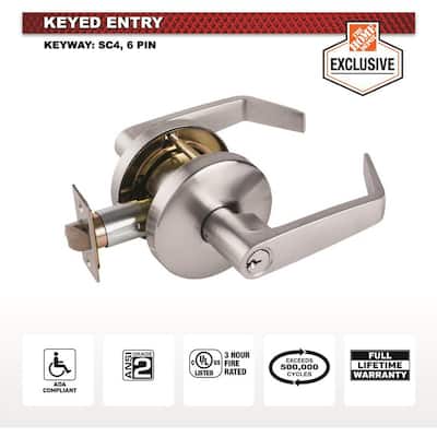 Commercial 2-3/4 in. Satin Chrome Heavy-Duty Keyed Entry Door Lever