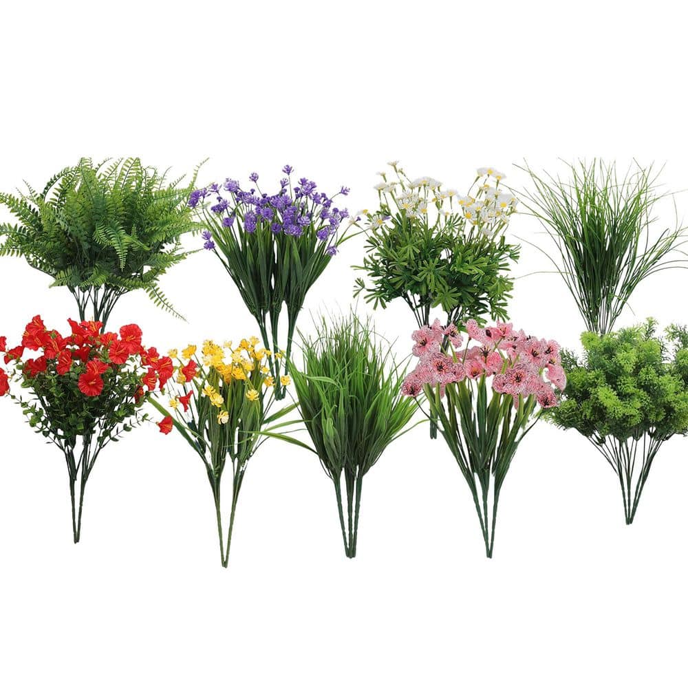1 in. Outdoor Colorful Greenery Artificial Shrub UV Resistant