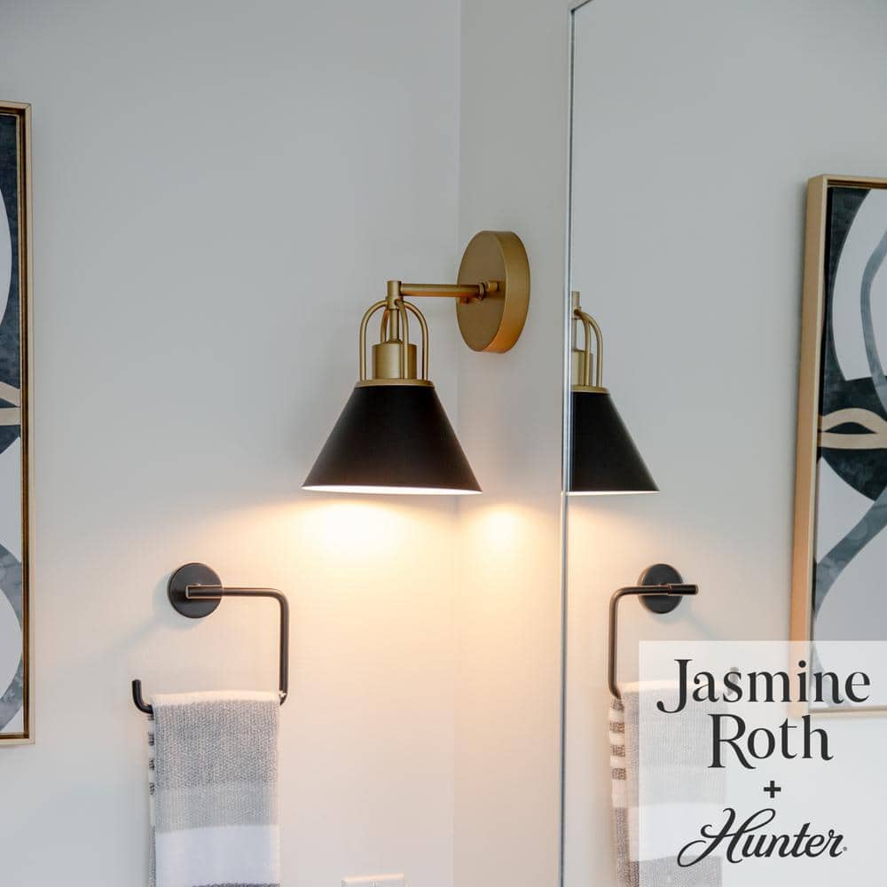 Matte Black and Gold Metal Dimmable Wall Sconce
