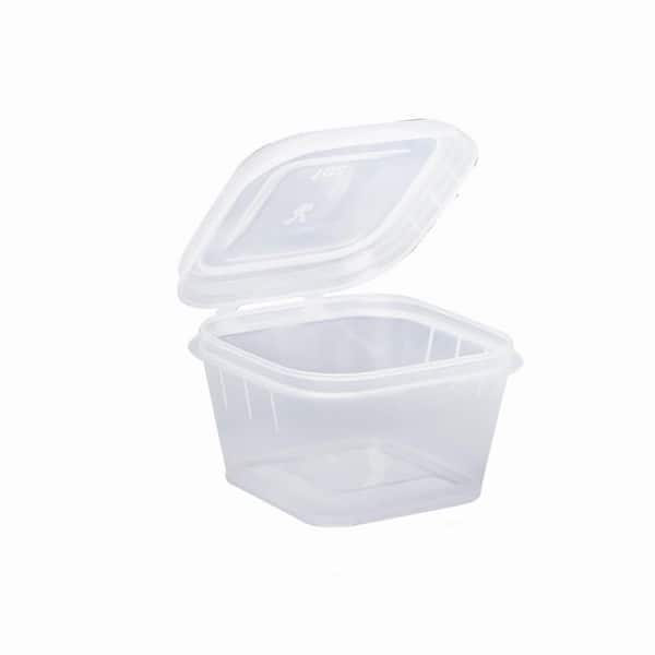 Portion Cup Square 1 oz Clear Plastic Food Storage Containers with Lids 200 Pack Leak Proof Airtight