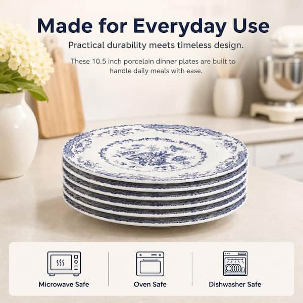 Numhew 10 in. Ceramic Dinner Plates (Set of 6), Kitchen Plates