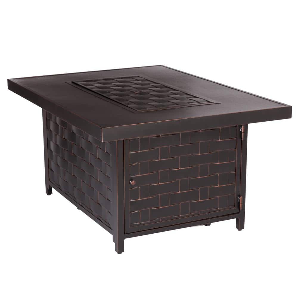 Armstrong Bronze Aluminum Gas Fire Pit Table with Clear Fire Glass