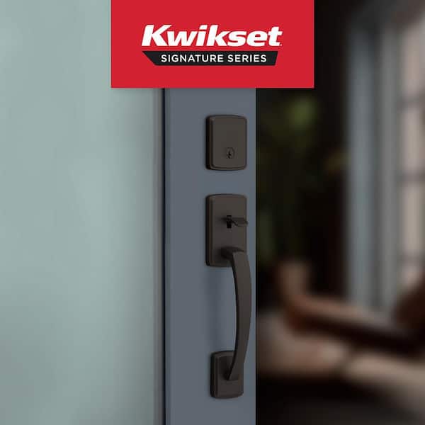 Kwikset Brentford Matte Black Single Cylinder Door Handleset with