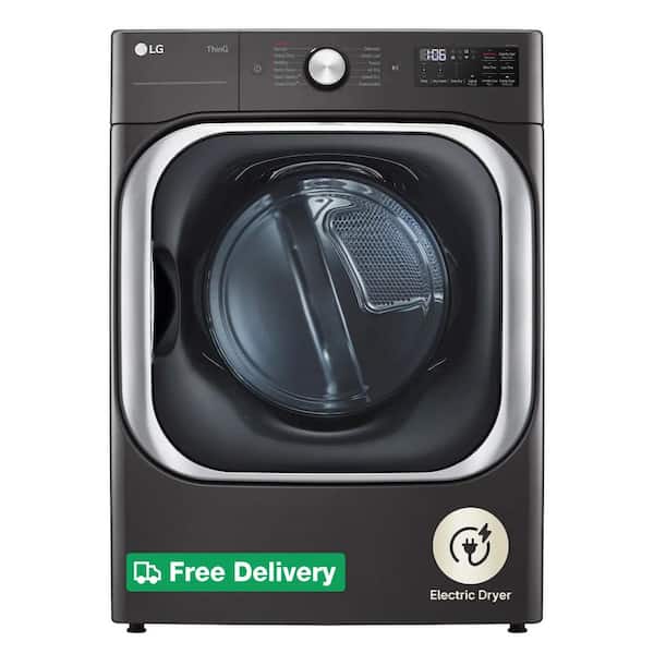 9.0 cu. ft. Vented SMART Stackable Electric Dryer in Black Steel with TurboSteam and Sensor Dry Technology