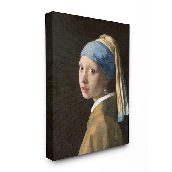 Stupell Industries 24 in. x 30 in. "Vermeer Girl With A Pearl Earring Classical Portrait Painting" by Johannes Vermeer Canvas Wall Art