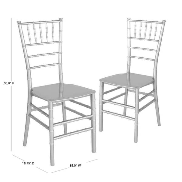 Carnegy Avenue Silver Flat Seat Resin Chiavari Chairs (Set of