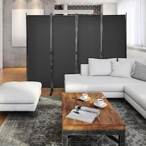 5.6 ft. Tall Black 4-Panel Privacy Screen Folding Room Divider Freestanding with Iron Frame Black