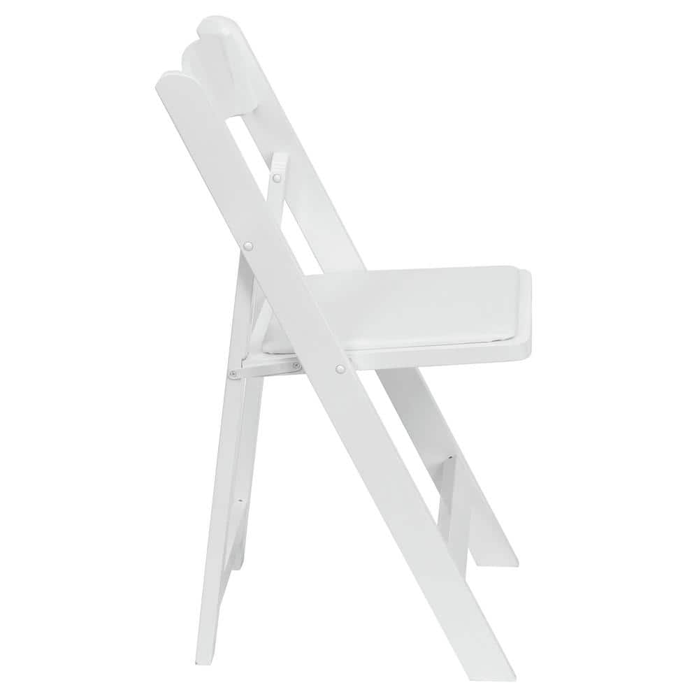 Hercules Series 30.5" White Beechwood Folding Chair with Vinyl Seat