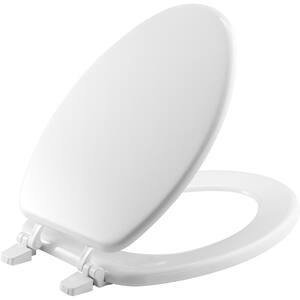 Elongated Enameled Wood Closed Front Toilet Seat in White