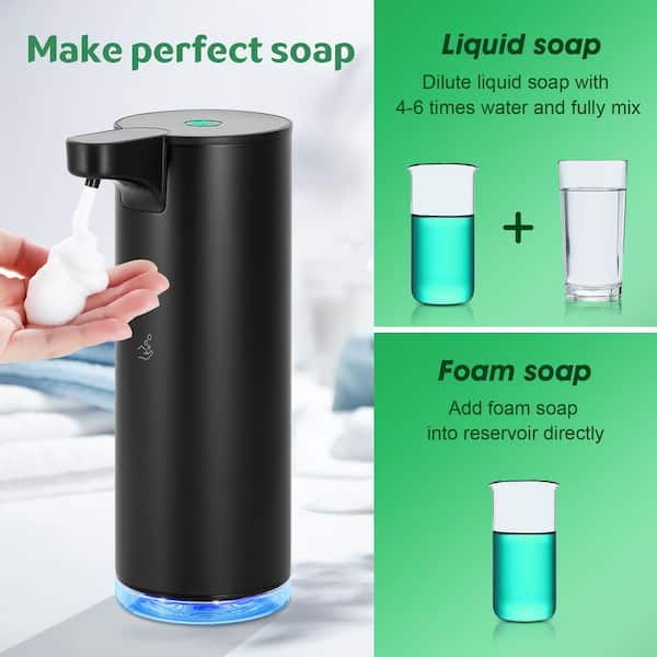 Touchless Automatic Soap Dispenser – 10oz/300ml Rechargeable Foam Dispenser For Bathroom Or Kitchen (Black)