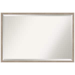 Hardwood Wedge 37.25 in. x 25.25 in. Rustic Rectangle Framed Whitewash Bathroom Vanity Wall Mirror