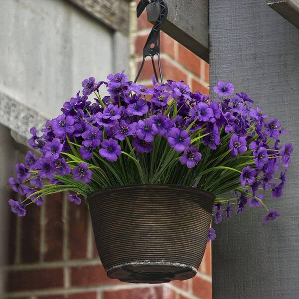14 in. Purple 21 Bunches of Artificial Orchid Outdoor UV-Resistant