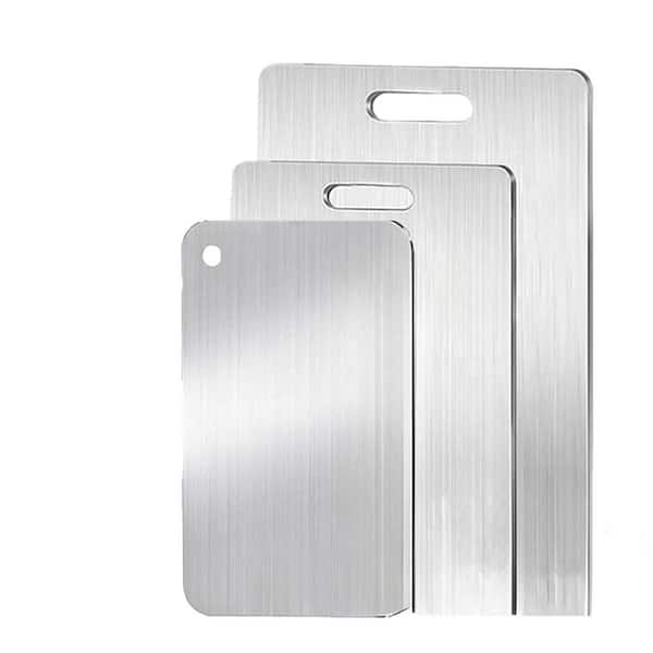 Cutting Board Set of 3 with Sizes 15.6 in. x 11 in., 13 in. x 9.3 in., 11.8 in. x 7.8 in. Stainless Steel Cutting Board