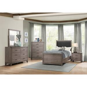 2-Drawer Brown Gray Nightstand 22.25 in. H x 16.00 in. W x 22.00 in. D