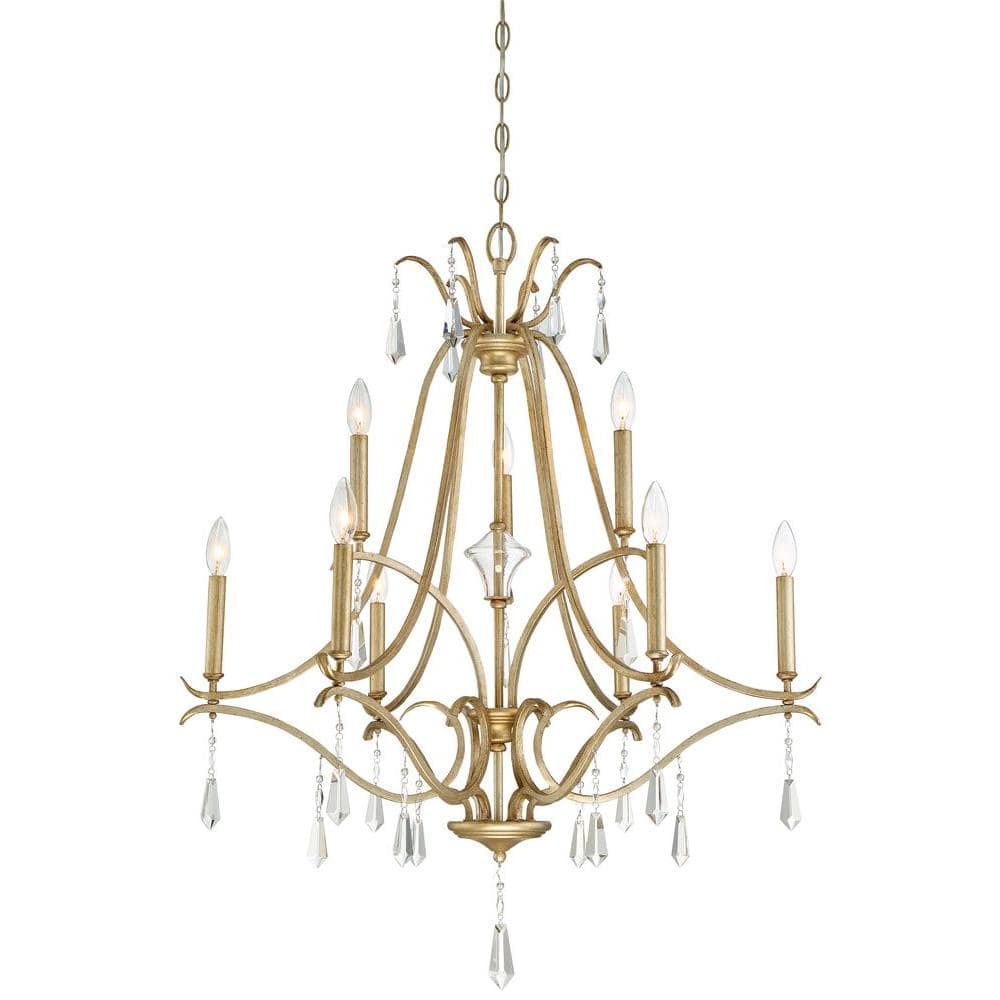 Brio Gold 9-Light Nickel and Crystal Tiered Chandelier