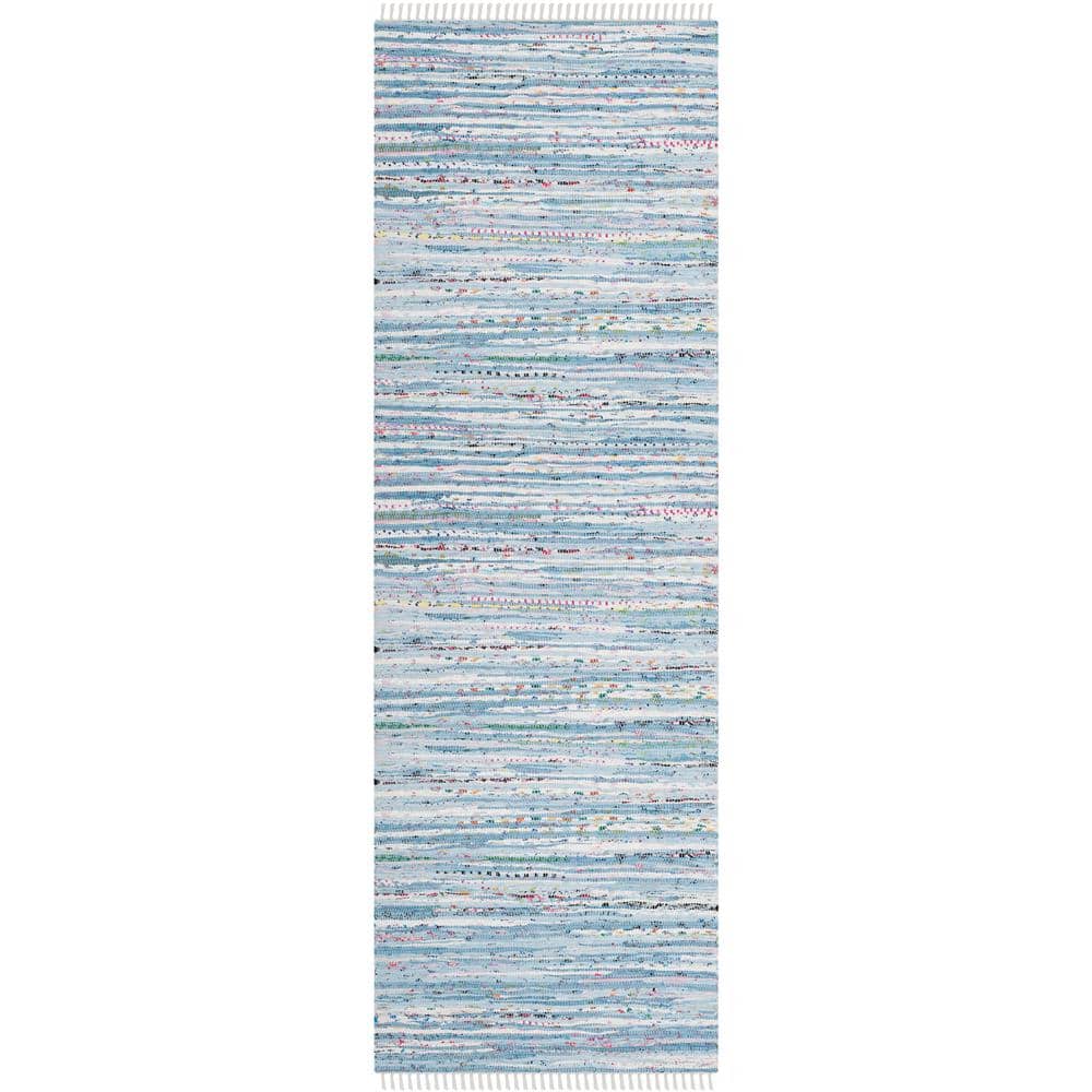 Hand-Woven Striped Purple Cotton 27'' x 14'' Rag Runner Rug