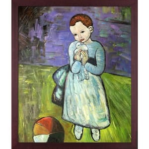 Child Holding a Dove by Pablo Picasso Open Grain Mahogany Framed People Oil Painting Art Print 22.5 in. x 26.5 in.