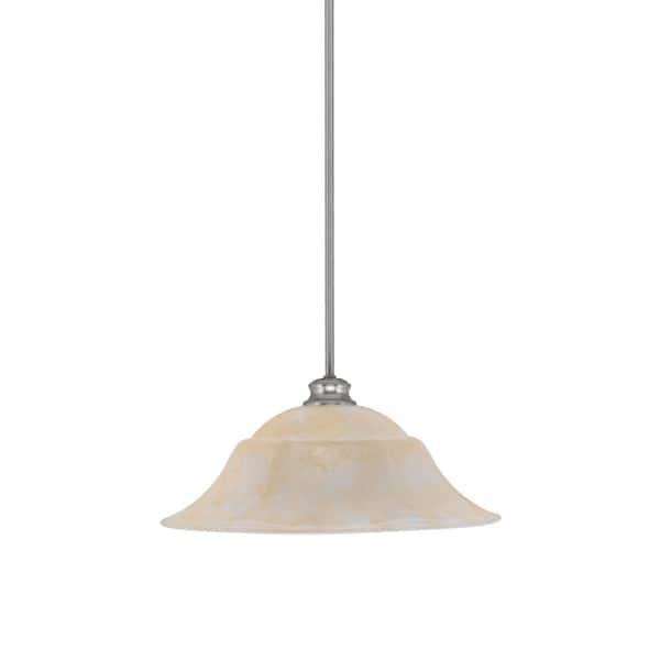 Unbranded Peabody 60-Watt 1-Light Brushed Nickel Shaded Mini Pendant Light with Glass Shade
