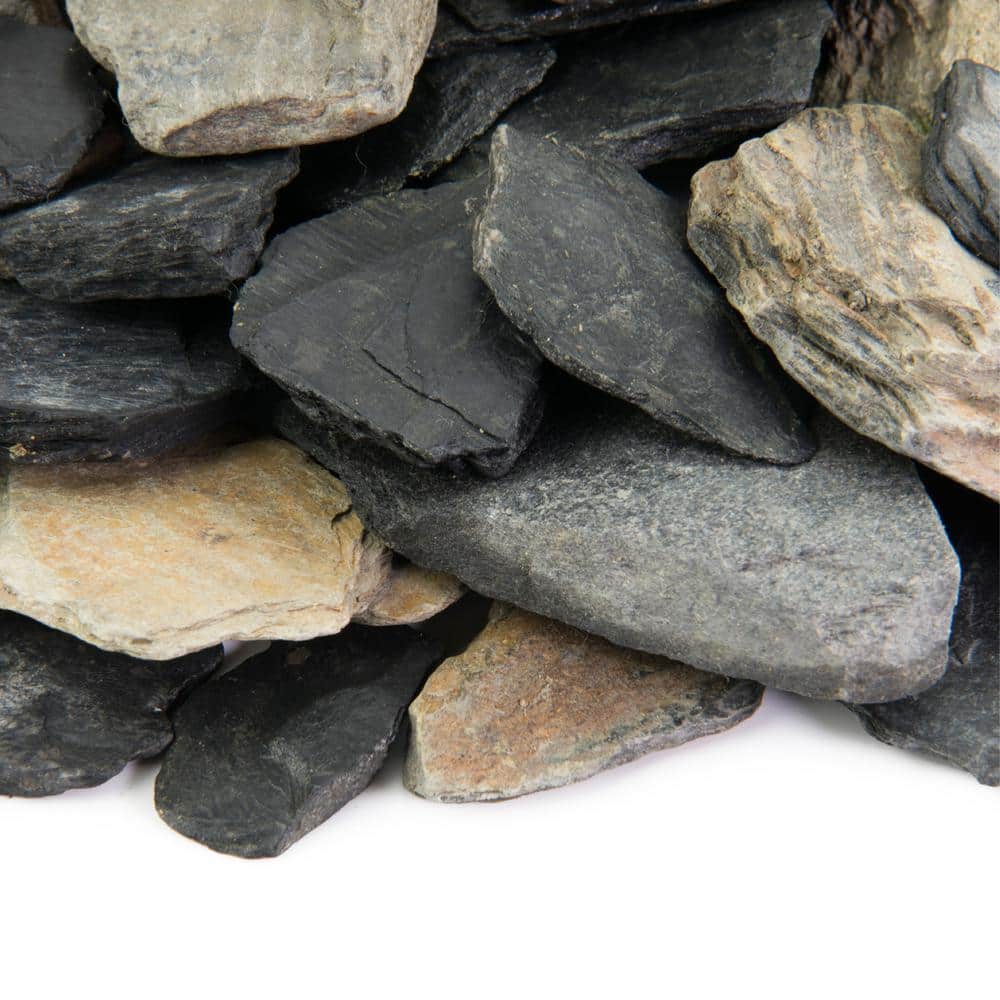 Black and Tan Slate Garden Landscaping Rocks, 10 lbs