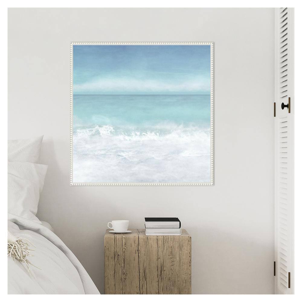 Tranquil Ocean Waves Beach II White Framed Canvas Print