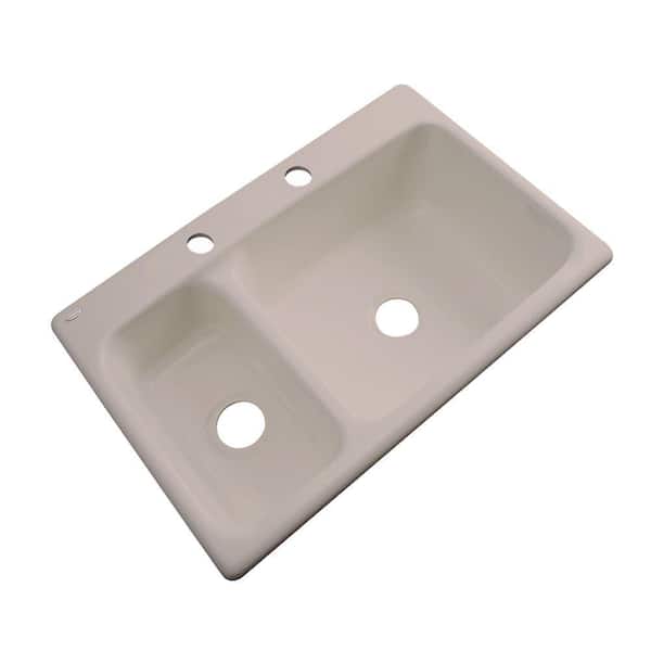 Thermocast Wyndham Drop-In Acrylic 33 in. 2-Hole Double Bowl Kitchen Sink in Fawn Beige