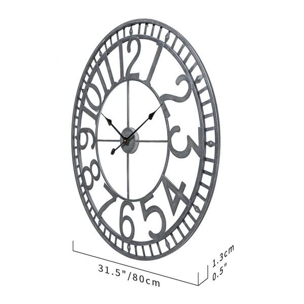 Utopia Alley Manhattan Industrial Wall Clock, Analog, Pewter, 32