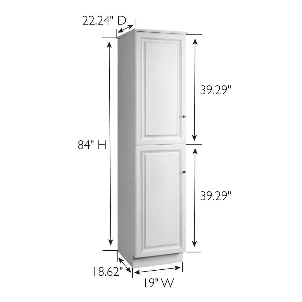 White Semi-Gloss Adjustable Shelving Bathroom Linen Cabinet