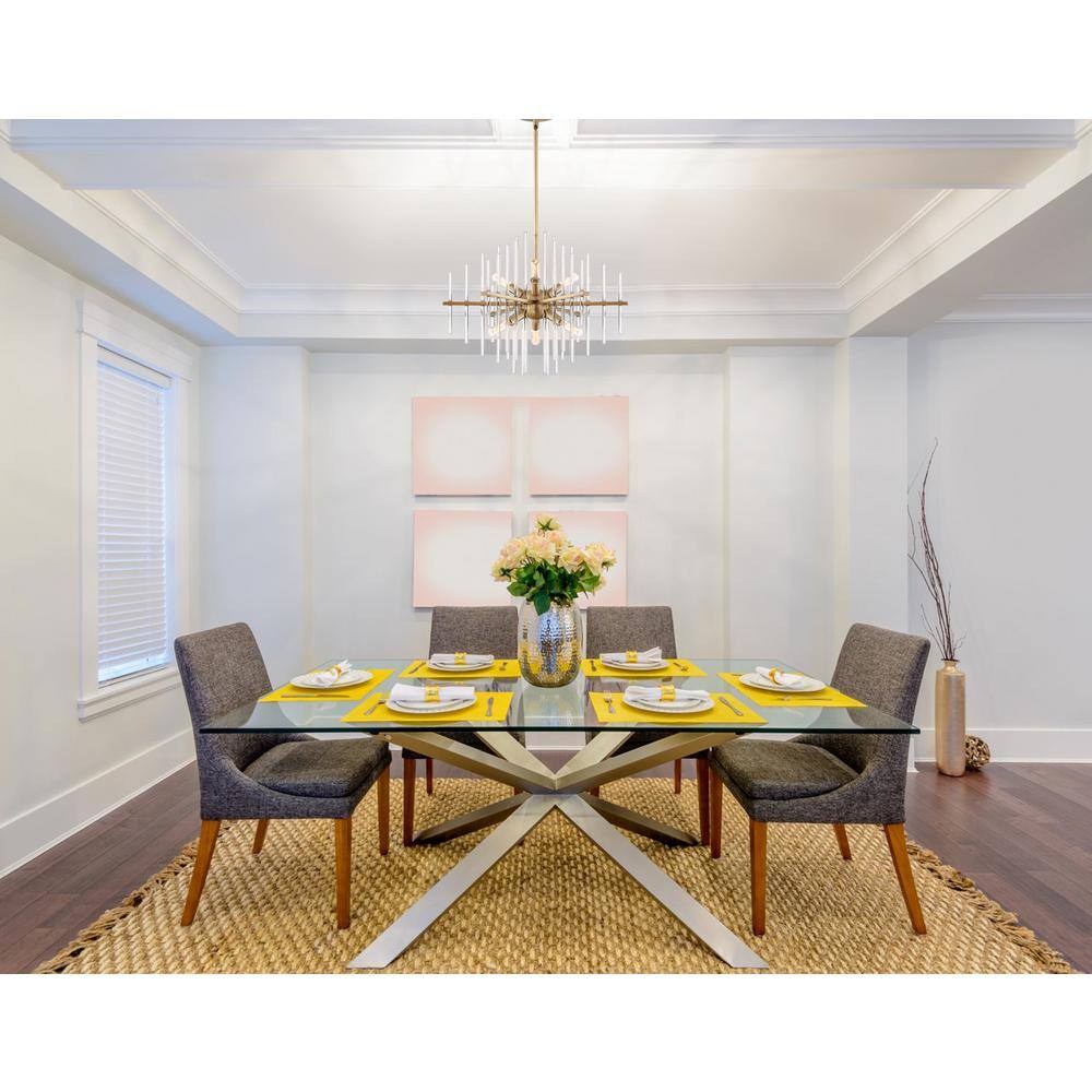 Burnished Antique Brass Sputnik Chandelier with Clear Glass Rods
