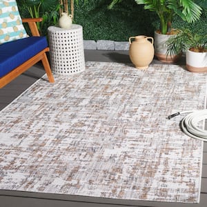 Courtyard Ivory/Dark Gray Brown 4 ft. x 6 ft. 2-Toned Marle Indoor/Outdoor Area Rug