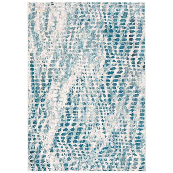 SAFAVIEH Aria Cream/Teal 4 ft. x 6 ft. Abstract Area Rug