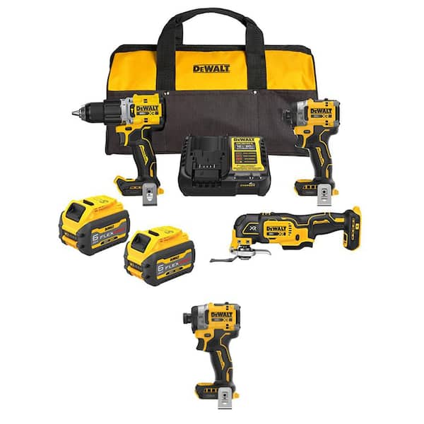 20V Max Lithium-Ion Cordless 3-Tool Combo Kit and Cordless Impact Driver with (2) Flexvolt 6.0 Ah Batteries and Charger