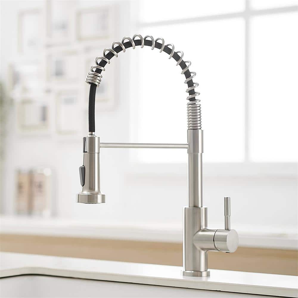 Brushed Nickel Stainless Steel Pull Down Kitchen Faucet