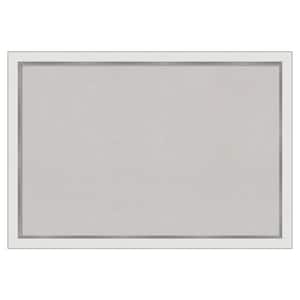 Eva White Silver Narrow Framed Grey Corkboard 39 in. x 27 in Bulletin Board Memo Board